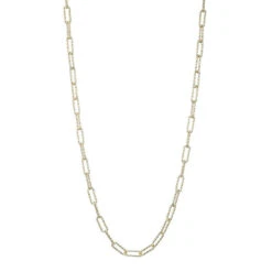 Charles Garnier Charles Garnier Sterling Silver Necklace Made With Diamond Cut Paperclip Chain (5mm) Measures 3'' Long 18K Yellow Gold Finish