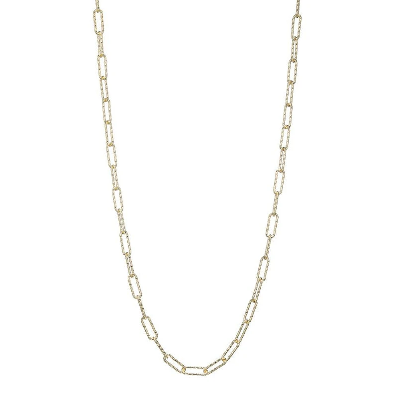 Charles Garnier Charles Garnier Sterling Silver Necklace Made With Diamond Cut Paperclip Chain (5mm) Measures 3'' Long 18K Yellow Gold Finish