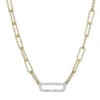 Charles Garnier Charles Garnier Sterling Silver Necklace Made With Diamond Cut Paperclip Chain (5mm) And A CZ Link In Center