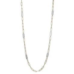 Charles Garnier Charles Garnier Sterling Silver Station Necklace Made With Diamond Cut Paperclip Chain (5mm) And 6 Double Sided CZ Links (18x6mm)