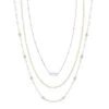 Charles Garnier Charles Garnier Sterling Silver 3 Layered Necklace Made With Paperclip Chain And CZ Measures 17'' 19'' And 21'' Long