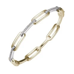 Charles Garnier Charles Garnier Sterling Silver Bangle With CZ 2 Tone 18K Yellow Gold And Rhodium Finish
