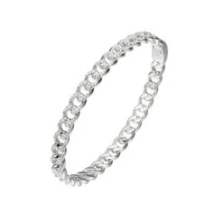 Charles Garnier Charles Garnier Sterling Silver Hinged Bangle With CZ Rhodium Finish