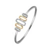Charles Garnier Charles Garnier Sterling Silver Hinged Bangle With CZ 2 Tone Rhodium And 18K Yellow Gold Finish
