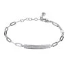 Charles Garnier Charles Garnier Sterling Silver Bracelet Made With Paperclip Chain (3mm) And Pave CZ Bar (28x4mm) In Center