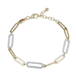 Charles Garnier Charles Garnier Sterling Silver Bracelet Made With Paperclip Chain (5mm) And 3 CZ Link Stations