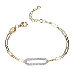 Charles Garnier Charles Garnier Sterling Silver Bracelet Made With Paperclip Chain (3mm) And CZ Link (24x8mm) In Center