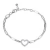 Charles Garnier Charles Garnier Sterling Silver Bracelet Made With Paperclip Chain (3mm) And CZ Open Heart (12x12mm) In Center