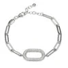 Charles Garnier Charles Garnier Sterling Silver Bracelet Made With Paperclip Chain (5mm) And CZ Motif (24x15mm) In Center