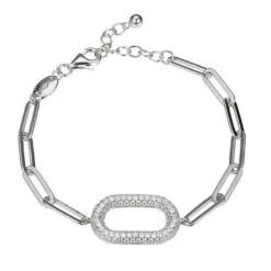 Charles Garnier Charles Garnier Sterling Silver Bracelet Made With Paperclip Chain (5mm) And CZ Motif (24x15mm) In Center
