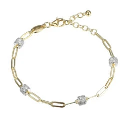 Charles Garnier Charles Garnier Sterling Silver Bracelet Made With Paperclip Chain (3mm) And 4 CZ Rondelle Stations