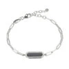 Charles Garnier Charles Garnier Sterling Silver Bracelet Made With Paperclip Chain (3mm) And Black Onyx With CZ (18x6mm) In Center