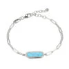 Charles Garnier Charles Garnier Sterling Silver Bracelet Made With Paperclip Chain (3mm) And Synthetic Turquoise With CZ (18x6mm) In Center