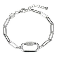Charles Garnier Charles Garnier Sterling Silver Bracelet Made With Paperclip Chain (5mm) And CZ Motif (2x14mm)