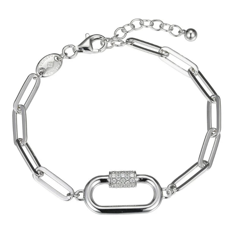 Charles Garnier Charles Garnier Sterling Silver Bracelet Made With Paperclip Chain (5mm) And CZ Motif (2x14mm)