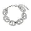 Charles Garnier Charles Garnier Sterling Silver Bracelet With 6 Pave CZ Marina Links Measures 6.75'' Long Plus 1.25'' Extender For Adjustable Length