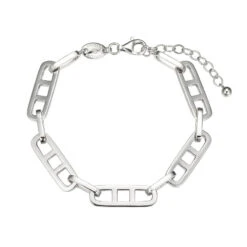 Charles Garnier Charles Garnier Sterling Silver Bracelet With Paperclip Double Bar Links Measures 7'' Long Plus 1.25'' Extender For Adjustable Length