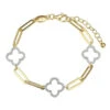 Charles Garnier Charles Garnier Sterling Silver Bracelet Made With Paperclip Chain (5mm) And 3 CZ Clover (14X14mm) Stations