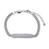 Charles Garnier Charles Garnier Sterling Silver Bracelet Made With Curb Chain (4.7mm) And CZ Bar (35x7mm) In Center