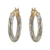 Charles Garnier Charles Garnier Sterling Silver Hoop Earrings With CZ Round Approximate 2mm 2 Tone