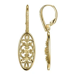 Charles Garnier Charles Garnier Sterling Silver Earrings With CZLever Back Yellow Gold Finish