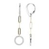 Charles Garnier Charles Garnier Sterling Silver Earrings Made With Paperclip Chain (3mm) And CZ Circles (12mm) CZ Lever Back 2 Tone