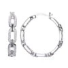 Charles Garnier Charles Garnier Sterling Silver Hoop Earrings With CZ Links Round 3mm Snap Bar