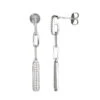 Charles Garnier Charles Garnier Sterling Silver Earrings With CZ Bars (18x4mm) Post Back Rhodium Finish