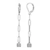 Charles Garnier Charles Garnier Sterling Silver Earrings Made With Paperclip Chain (3mm) And CZ Rondelle Lever Back Rhodium Finish