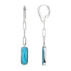 Charles Garnier Charles Garnier Sterling Silver Earrings Made With Paperclip Chain (3mm) And Synthetic Turquoise (17x5mm) CZ Lever Back Rhodium Finish