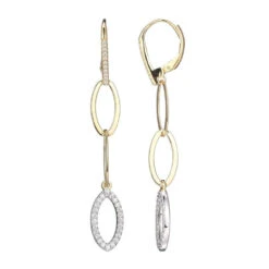 Charles Garnier Charles Garnier Sterling Silver Earrings Made With Marquise Chain (8mm) And CZLever Back 2 Tone