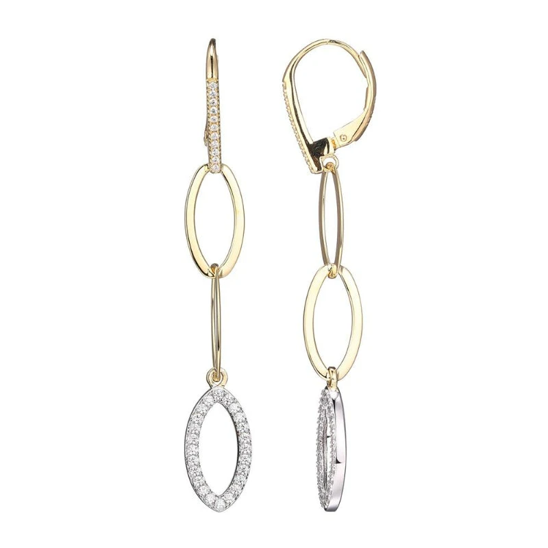 Charles Garnier Charles Garnier Sterling Silver Earrings Made With Marquise Chain (8mm) And CZLever Back 2 Tone
