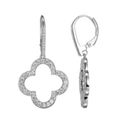 Charles Garnier Charles Garnier Sterling Silver 4 Lobe Earrings With CZLever Back Rhodium Finish