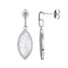 Charles Garnier Charles Garnier Sterling Silver Earring Made With White Mother Of Pearl (2x9x1mm) And CZ Post Back Rhodium Finish