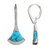 Charles Garnier Charles Garnier Sterling Silver Earrings With Fan Shape Synthetic Turquoise (13x9x2mm) And CZ CZ Lever Back Rhodium Finish