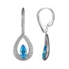 Charles Garnier Charles Garnier Sterling Silver Earrings With Blue Topaz Color CZ (Marquise Shape 9X4.5mm) Lever Back Rhodium Finish