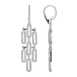 Charles Garnier Charles Garnier Sterling Silver Drop Earrings With CZLever Back Rhodium Finish
