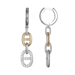 Charles Garnier Charles Garnier Sterling Silver Earrings Made With CZ Click-in Earring Top 2 Tone