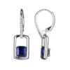 Charles Garnier Charles Garnier Sterling Silver Earrings With Lab-Created Blue Sapphire (Square Shape 6X6mm) And Lab-Created White Sapphire