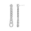 Charles Garnier Charles Garnier Sterling Silver Earrings Made With Curb Chain (4.7mm) And CZ Post Back Rhodium Finish