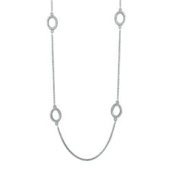 Charles Garnier Charles Garnier Sterling Silver Bolo Necklace With 6 CZ Stations Adjustable 26''- 36'' Rhodium Finish