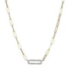 Charles Garnier Charles Garnier Sterling Silver Necklace Made With Paperclip Chain (3mm) And CZ Link (18x6mm) In Center