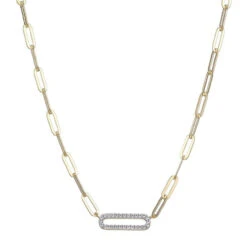 Charles Garnier Charles Garnier Sterling Silver Necklace Made With Paperclip Chain (3mm) And CZ Link (18x6mm) In Center