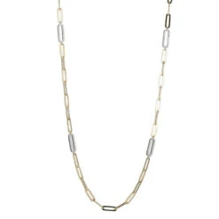 Charles Garnier Charles Garnier Sterling Silver Station Necklace Made With Paperclip Chain (5mm) And 4 Double Sided CZ Links (18x6mm)