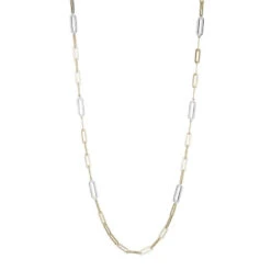 Charles Garnier Charles Garnier Sterling Silver Station Necklace Made With Paperclip Chain (5mm) And 6 CZ Links (18x6mm) Measures 36'' Long 2 Tone