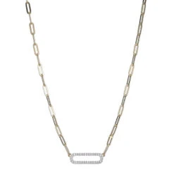 Charles Garnier Charles Garnier Sterling Silver Necklace Made With Paperclip Chain (3mm) And CZ Link (24x8mm) In Center
