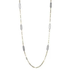 Charles Garnier Charles Garnier Sterling Silver Station Necklace Made With Paperclip Chain (3mm) And 8 Pieces Double Sided CZ Links (18x6mm)