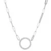 Charles Garnier Charles Garnier Sterling Silver Necklace Made With Paperclip Chain (3mm) And CZ Circle (19mm) In Center
