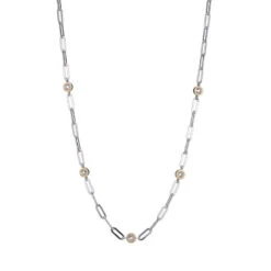 Charles Garnier Charles Garnier Sterling Silver Station Necklace Made With Paperclip Chain (3mm) And 5 CZ (4mm)