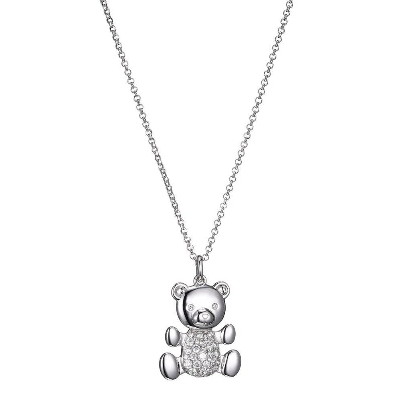 Charles Garnier Charles Garnier Sterling Silver Necklace With Movable CZ Bear Pendant Measures 17'' Long Plus 2'' Extender For Adjustable Length